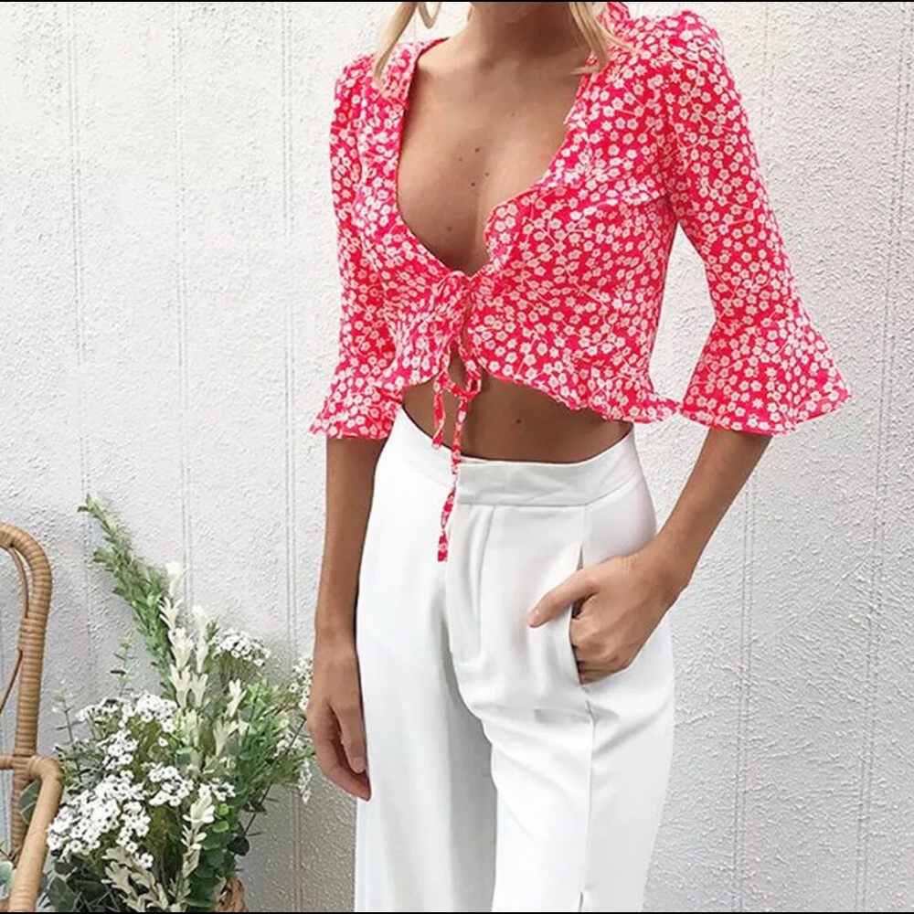 Crop Top Ruffle Blouse